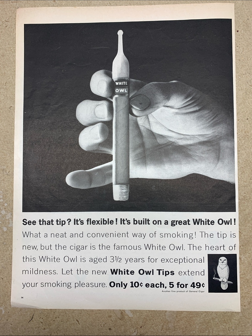 Vintage white Owl Cigar Life Magazine Advertisement July 7, 1961